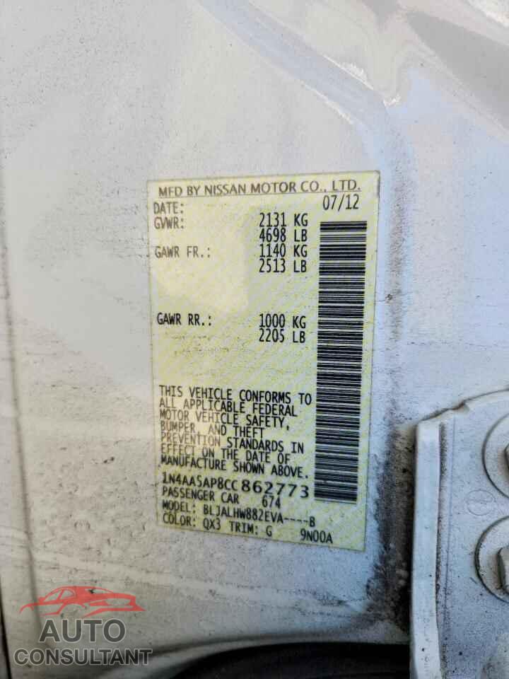 NISSAN MAXIMA 2012 - 1N4AA5AP8CC862773