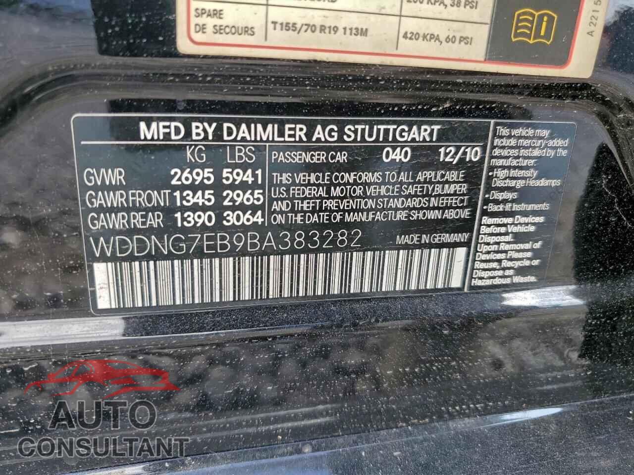 MERCEDES-BENZ S-CLASS 2011 - WDDNG7EB9BA383282