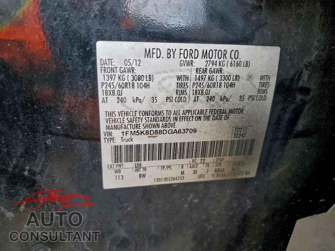 FORD EXPLORER 2013 - 1FM5K8D88DGA63709