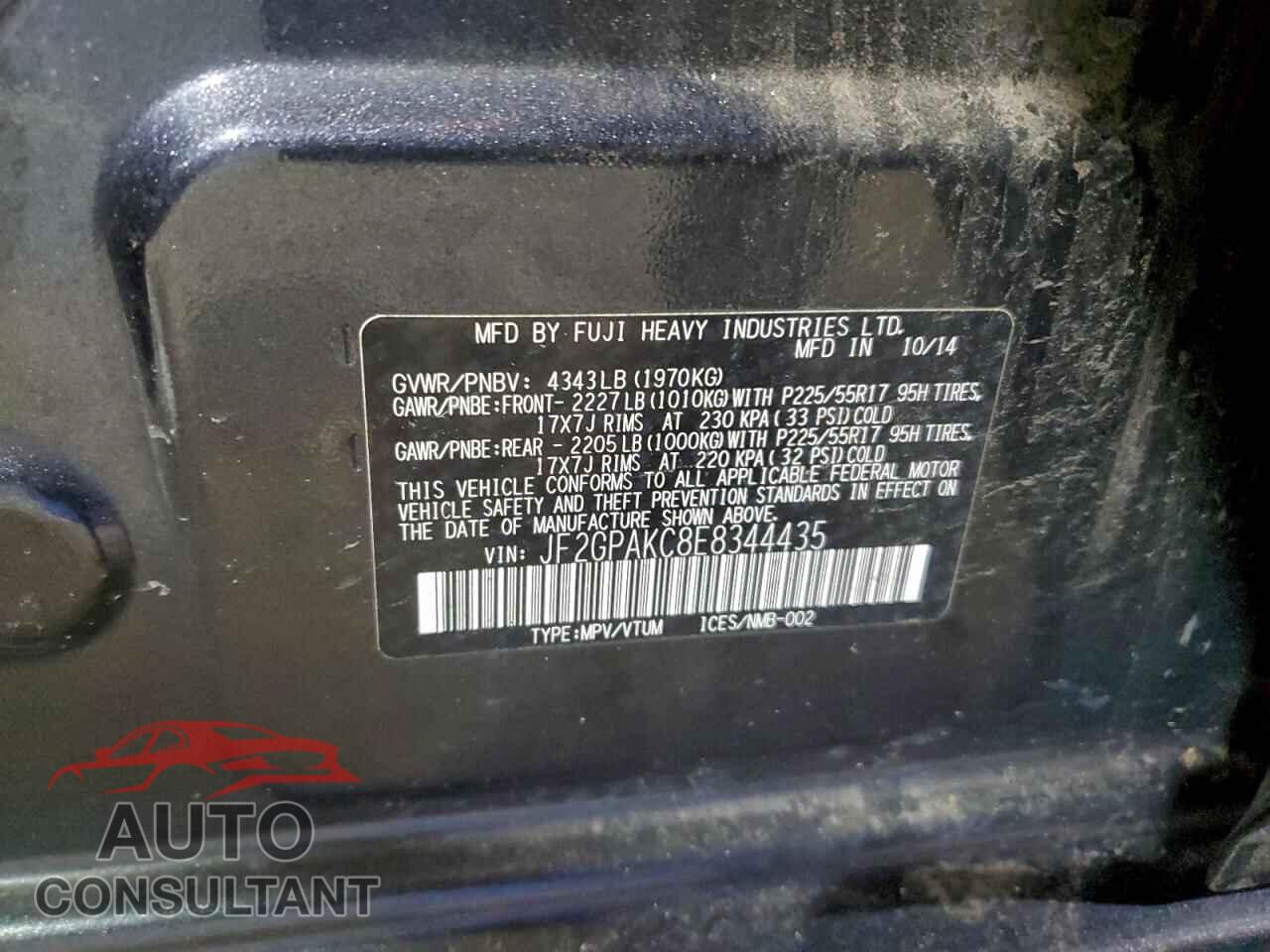 SUBARU XV 2014 - JF2GPAKC8E8344435