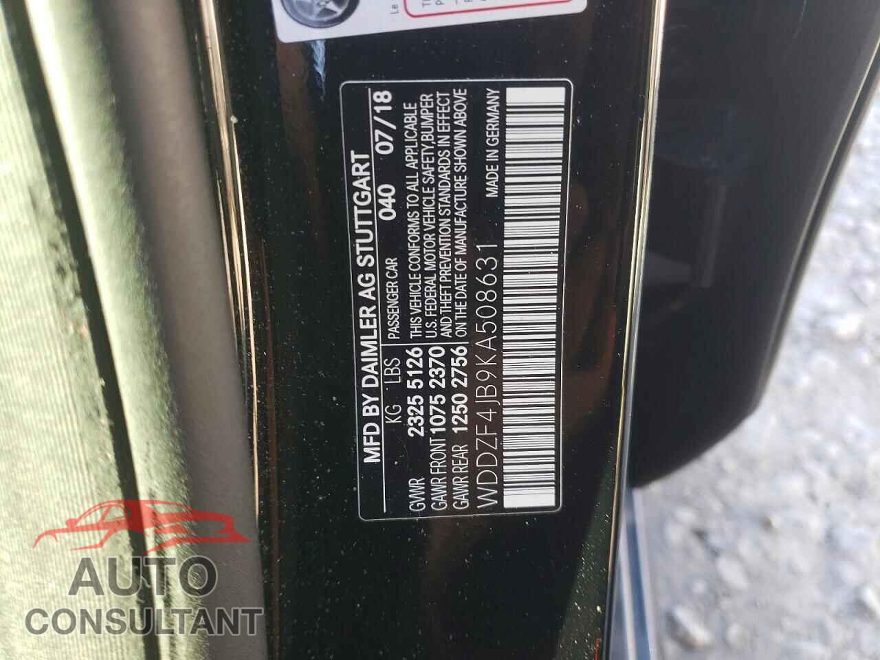 MERCEDES-BENZ E-CLASS 2019 - WDDZF4JB9KA508631