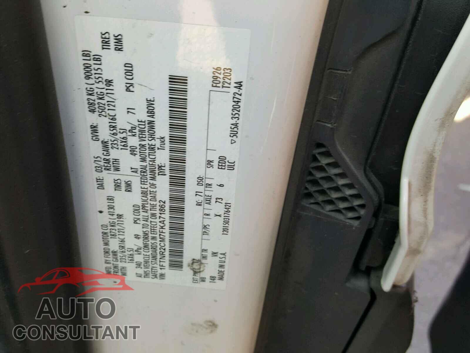 FORD TRANSIT CO 2015 - 1FTNR2CM7FKA71862