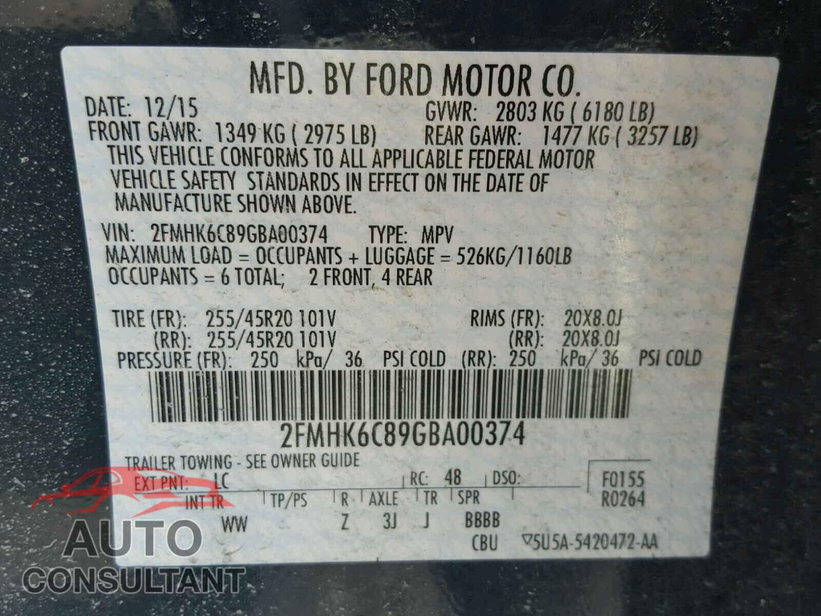 FORD FLEX 2016 - 2FMHK6C89GBA00374