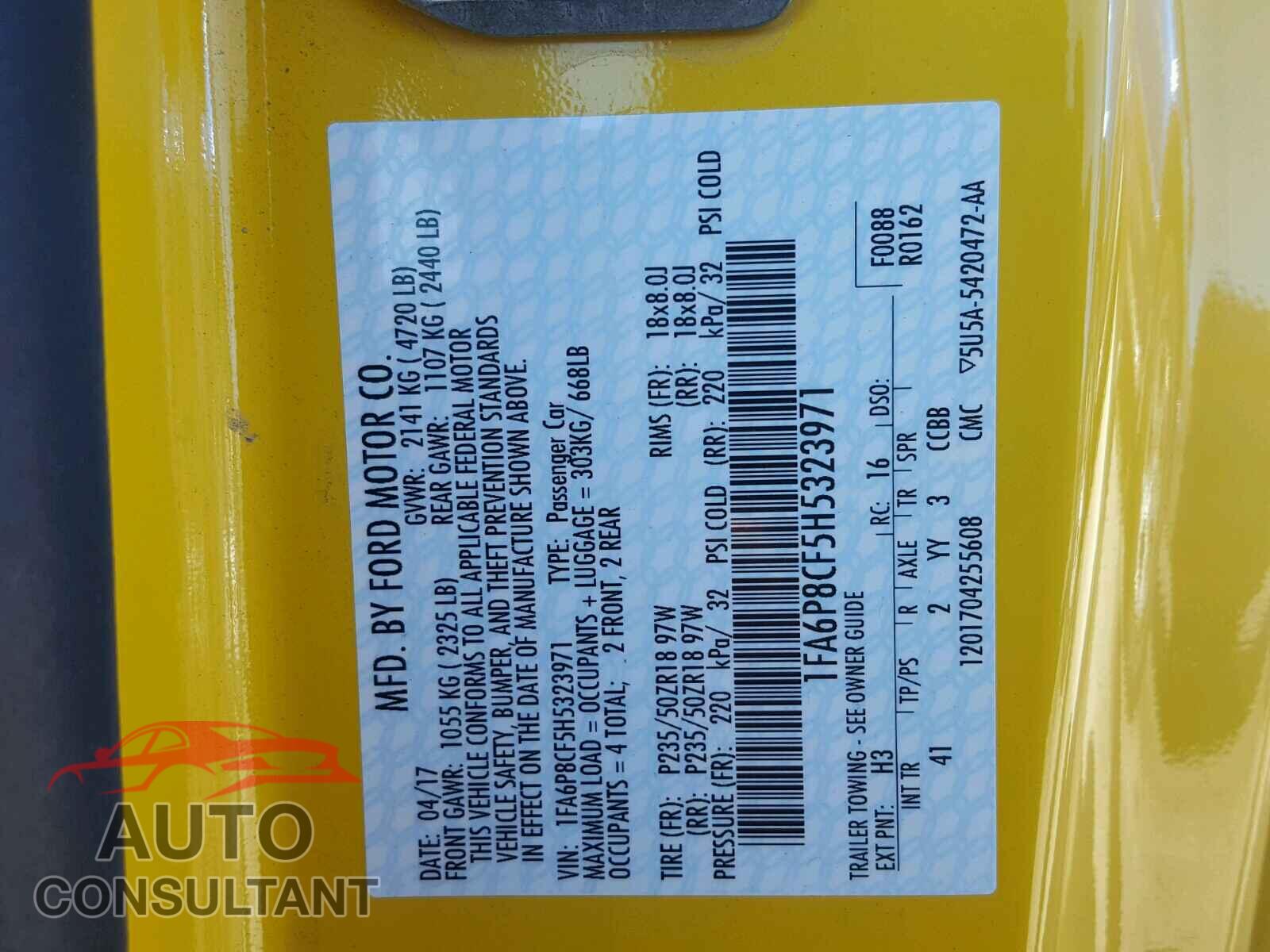 FORD MUSTANG 2017 - 1FA6P8CF5H5323971