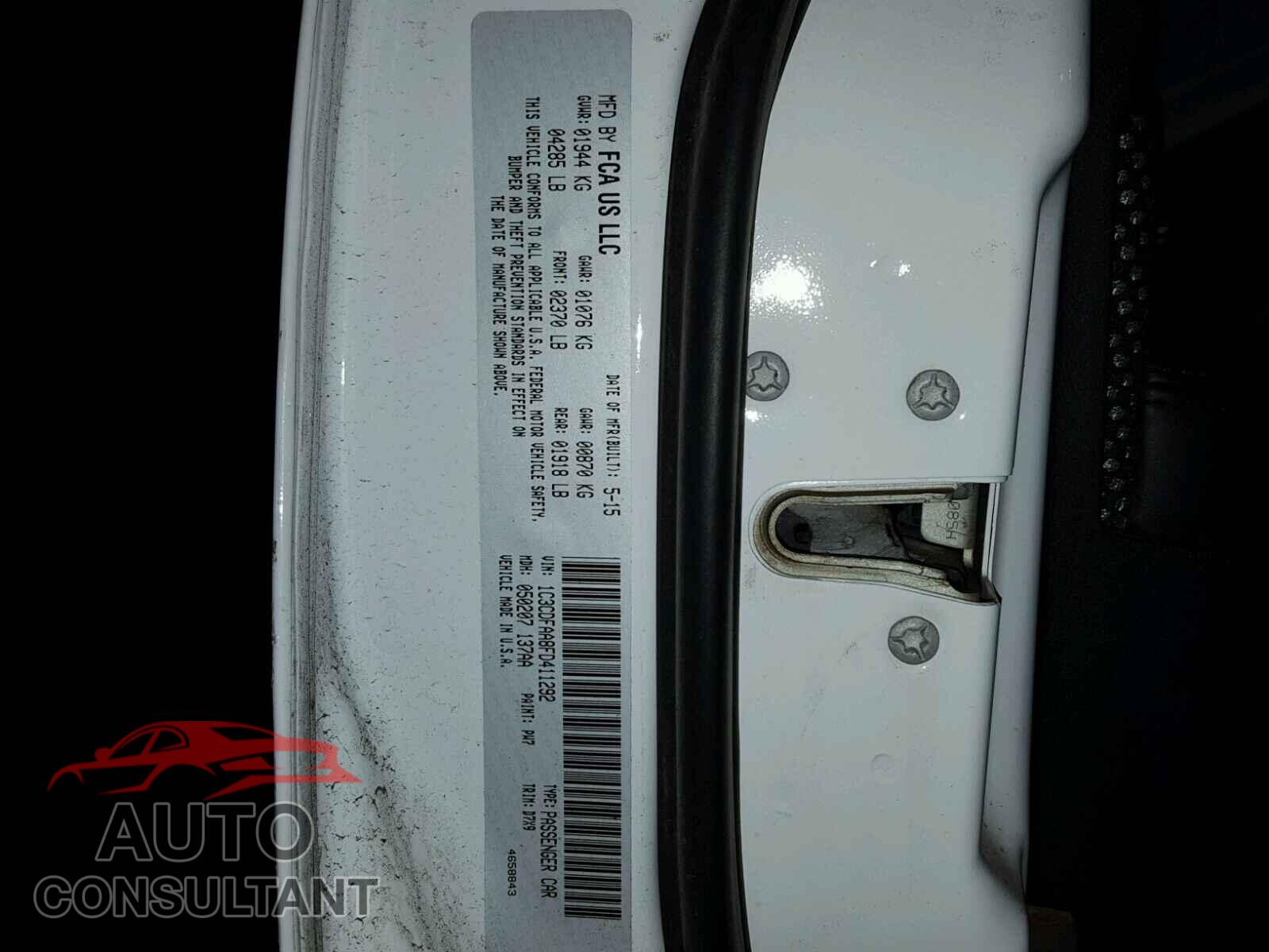DODGE DART 2015 - 1C3CDFAA8FD411292