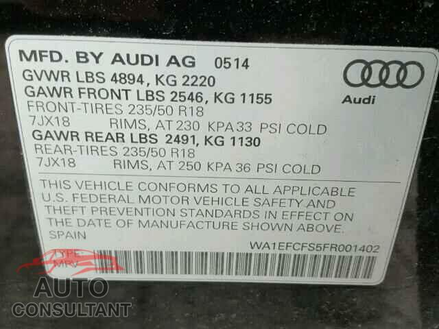 AUDI Q3 2015 - WA1EFCFS5FR001402