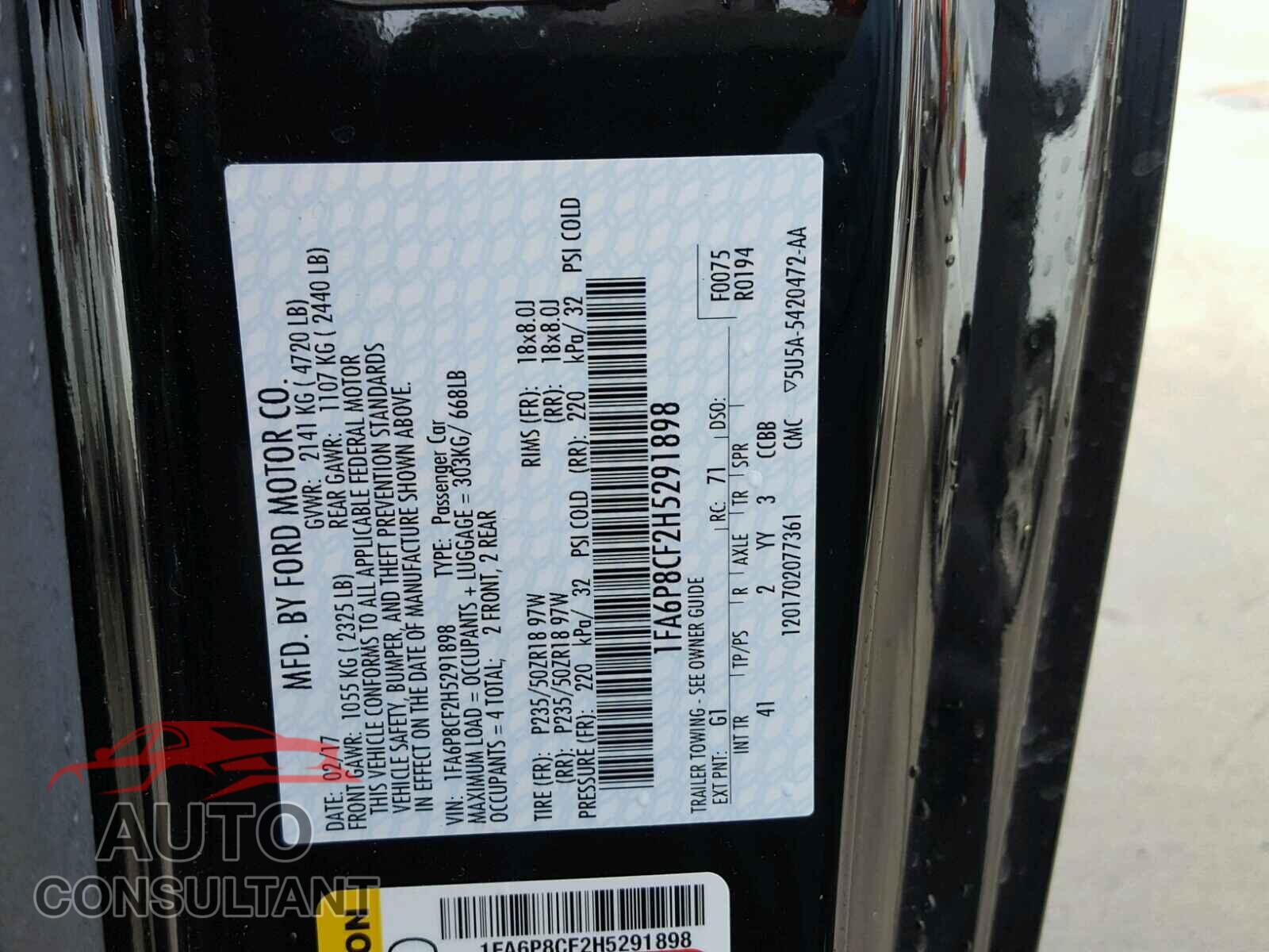 FORD MUSTANG 2017 - 1FA6P8CF2H5291898