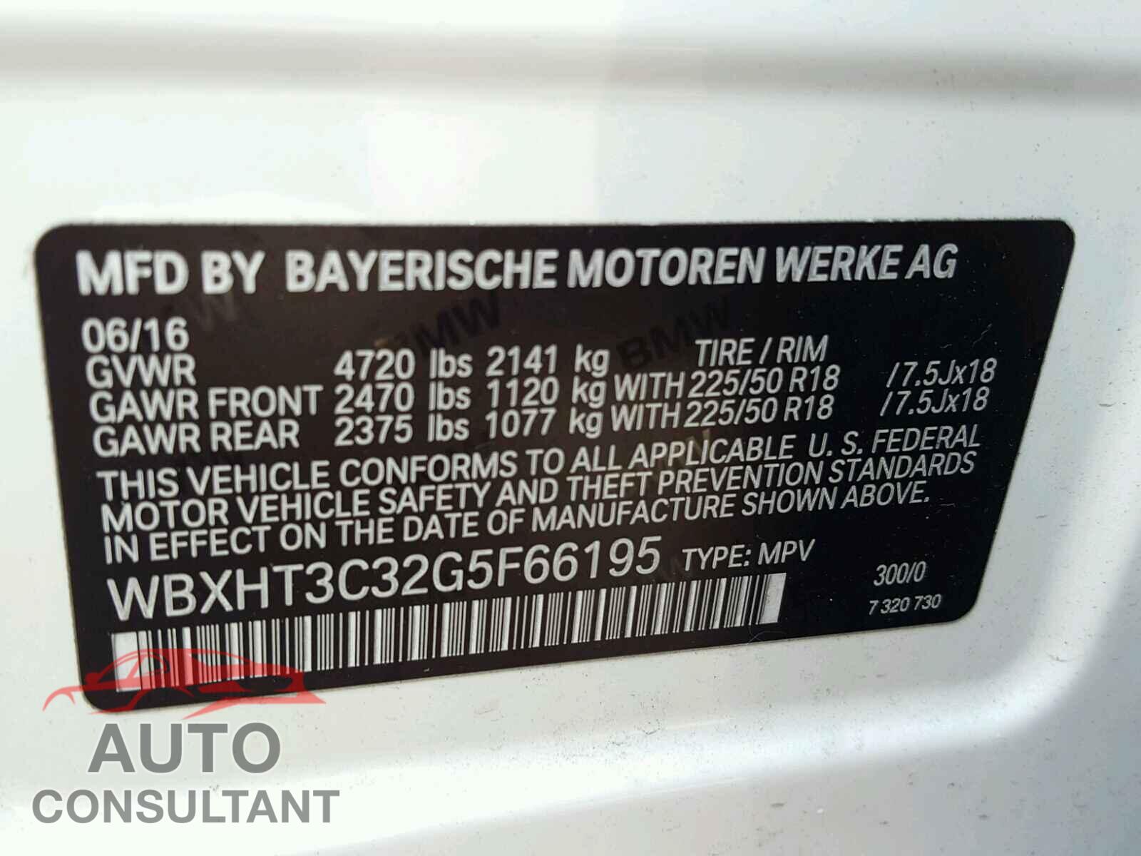 BMW X1 2016 - WBXHT3C32G5F66195