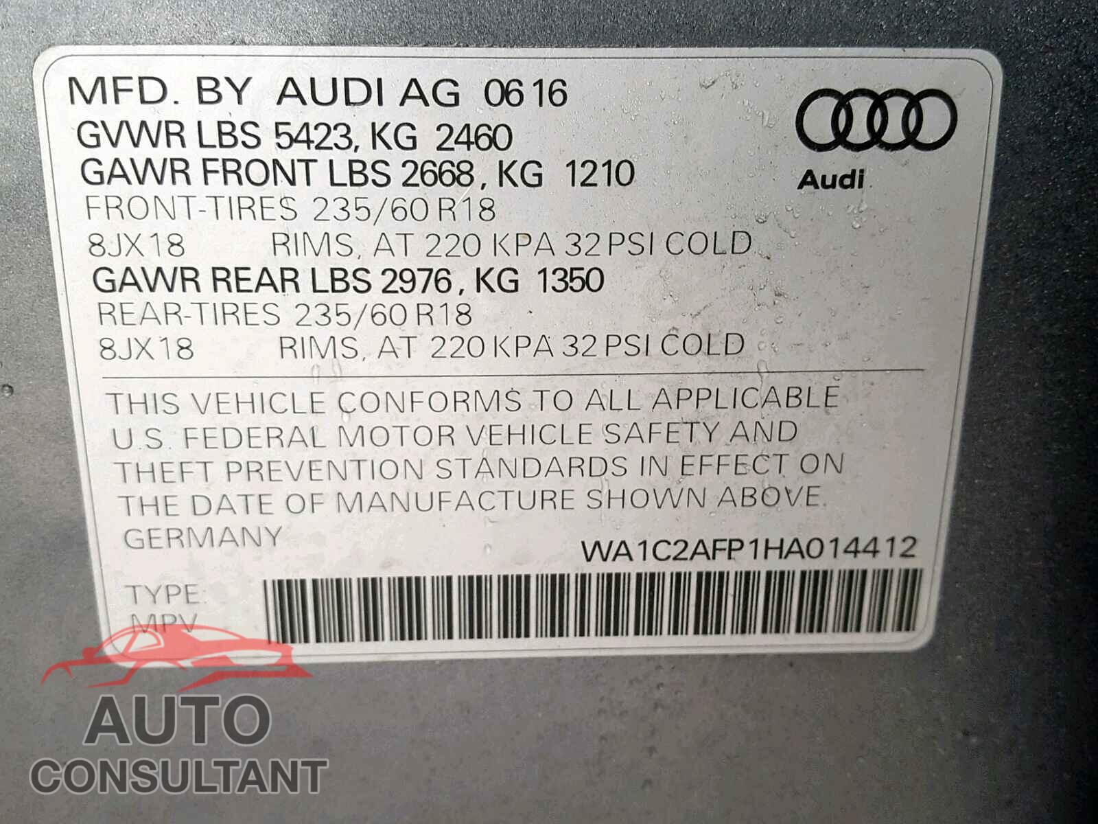AUDI Q5 2017 - 5YJ3E1EA1KF299329