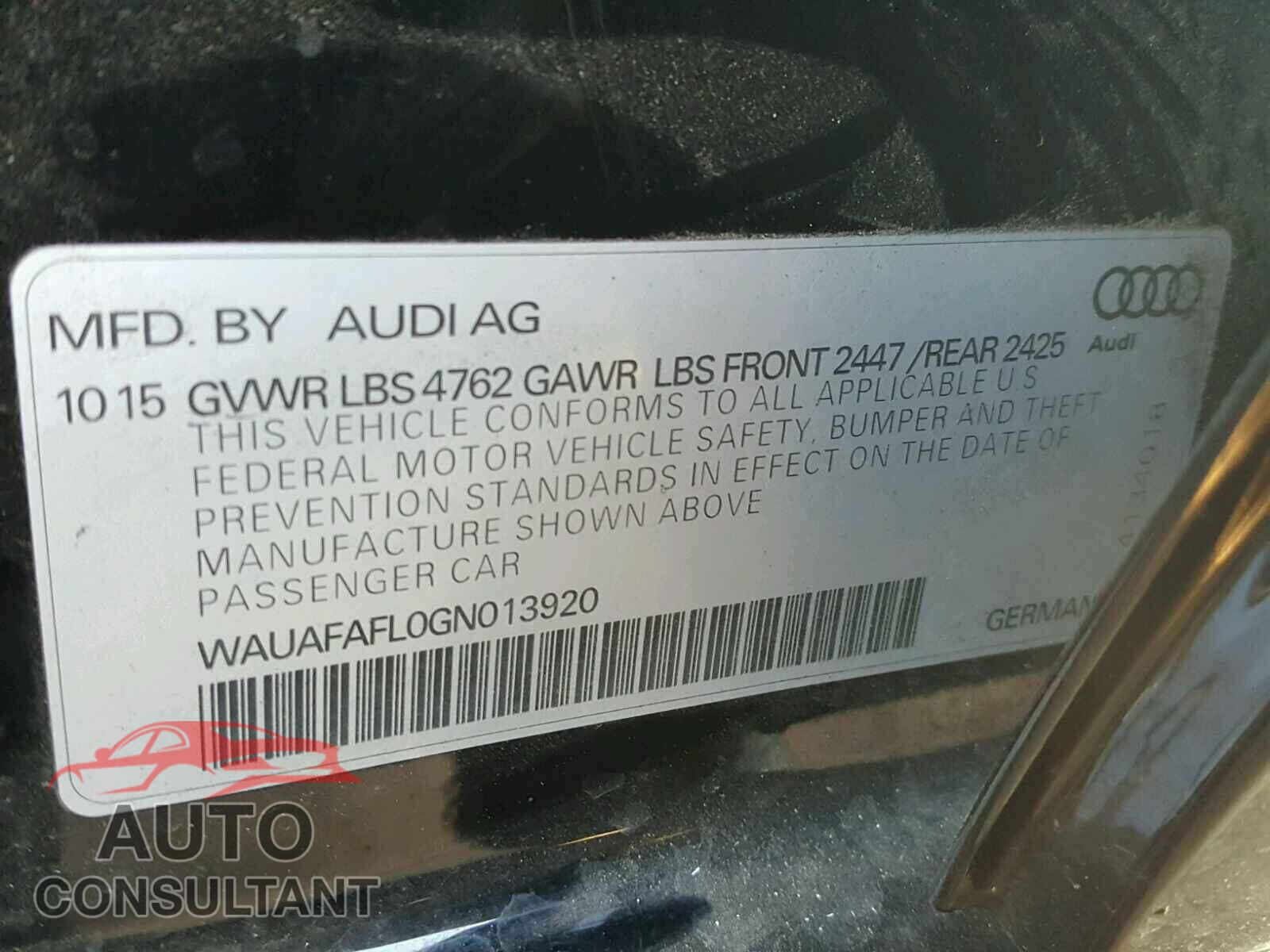 AUDI A4 2016 - WAUAFAFL0GN013920