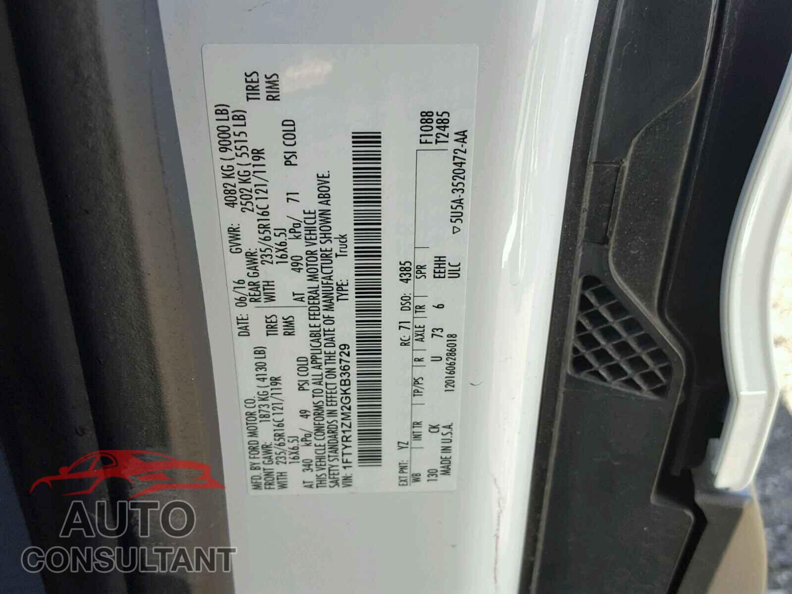 FORD TRANSIT CO 2016 - 1FTYR1ZM2GKB36729