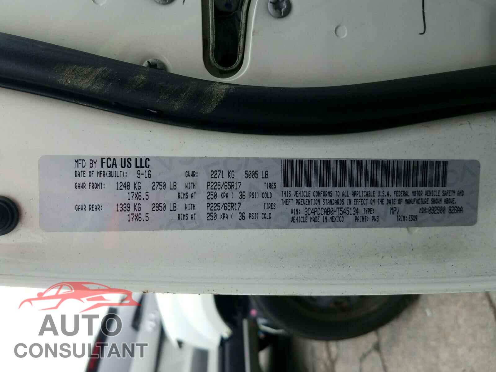 DODGE JOURNEY 2017 - 3C4PDCAB0HT545134