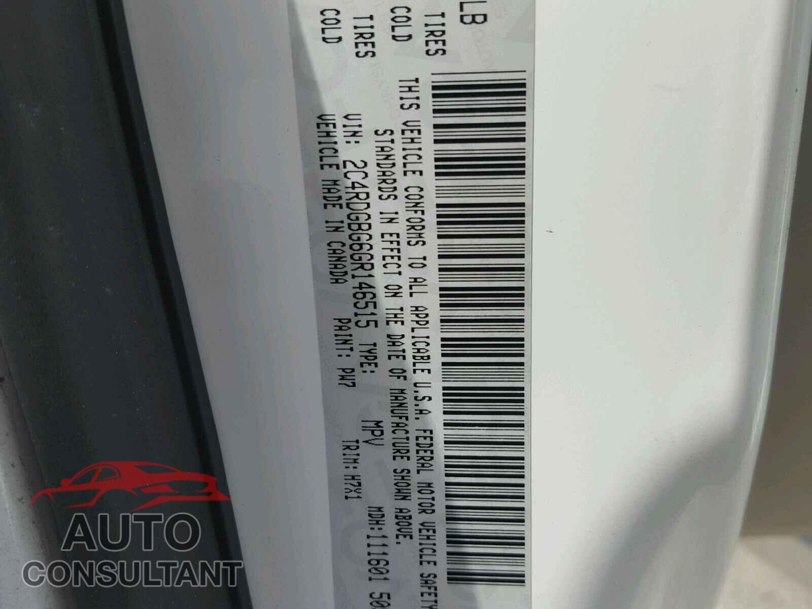 DODGE CARAVAN 2016 - 2C4RDGBG6GR146515