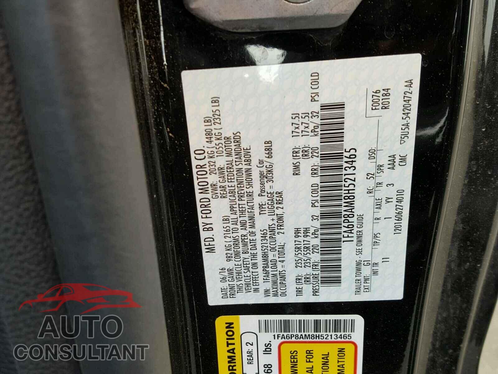 FORD MUSTANG 2017 - 1FA6P8AM8H5213465