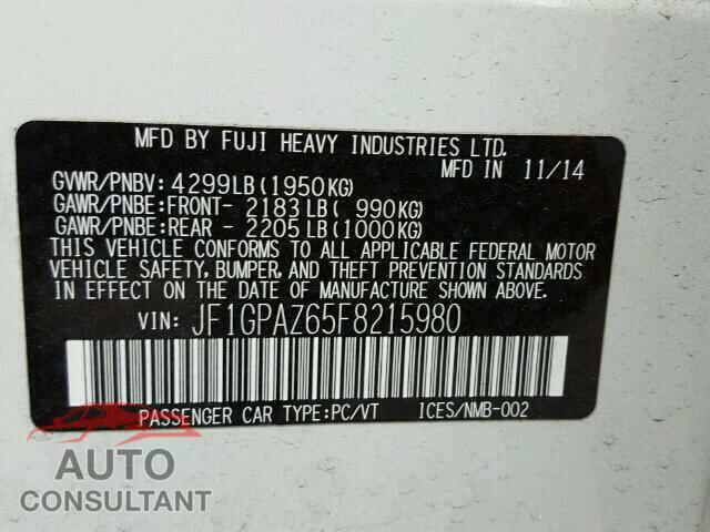 SUBARU IMPREZA 2015 - JF1GPAZ65F8215980