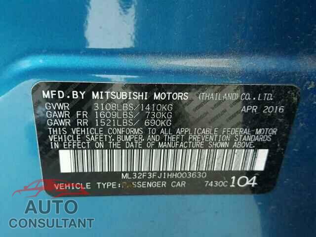 MITSUBISHI MIRAGE 2017 - ML32F3FJ1HH003630
