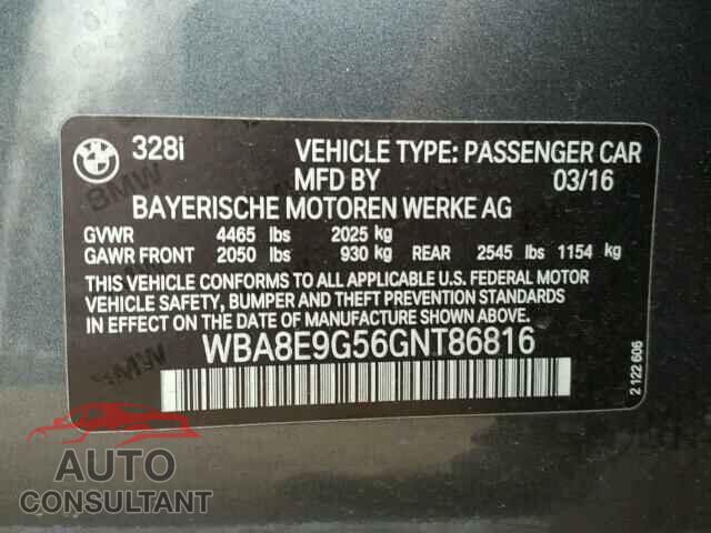 BMW 3 SERIES 2016 - WBA8E9G56GNT86816