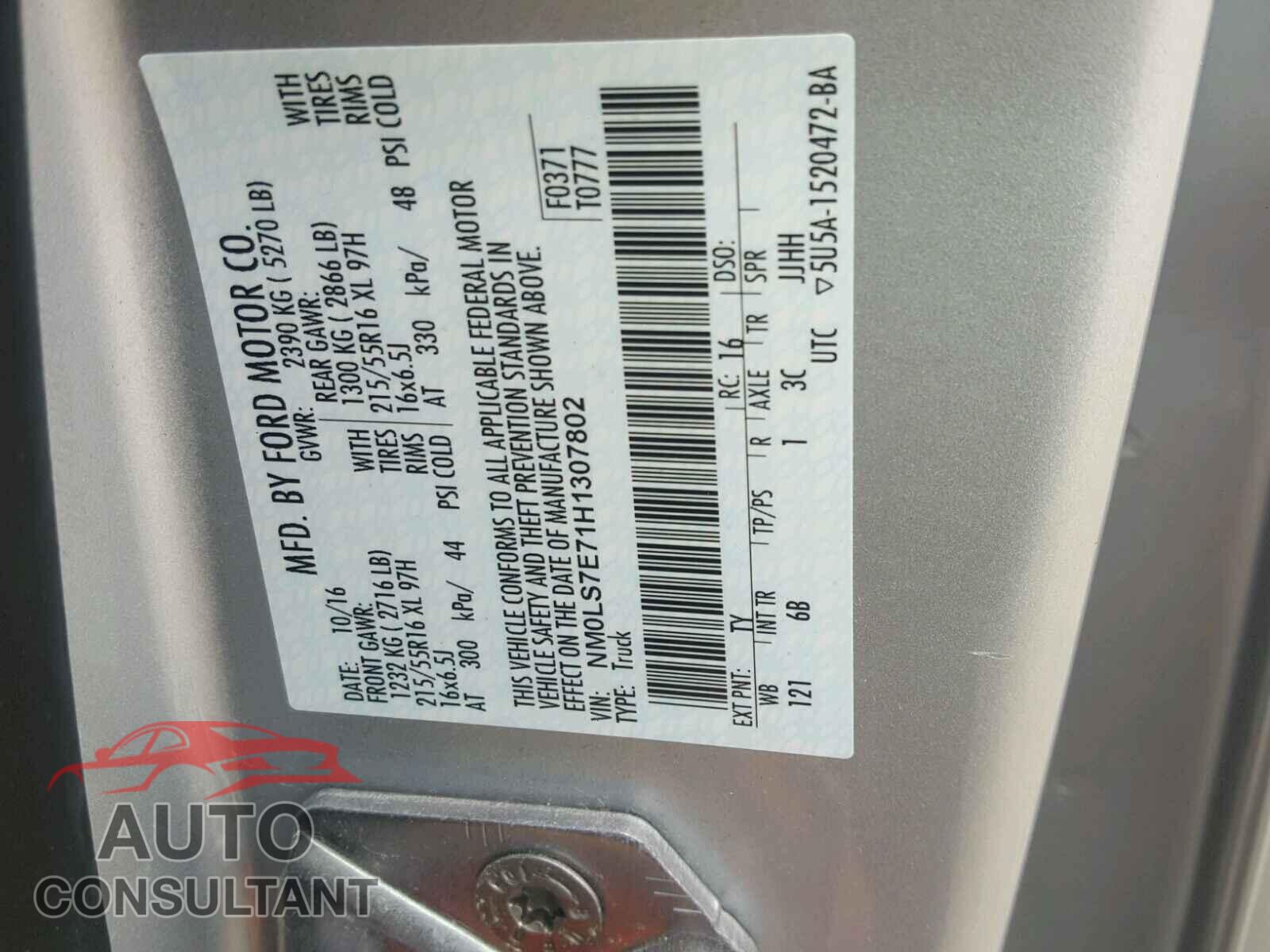 FORD TRANSIT CO 2017 - NM0LS7E71H1307802