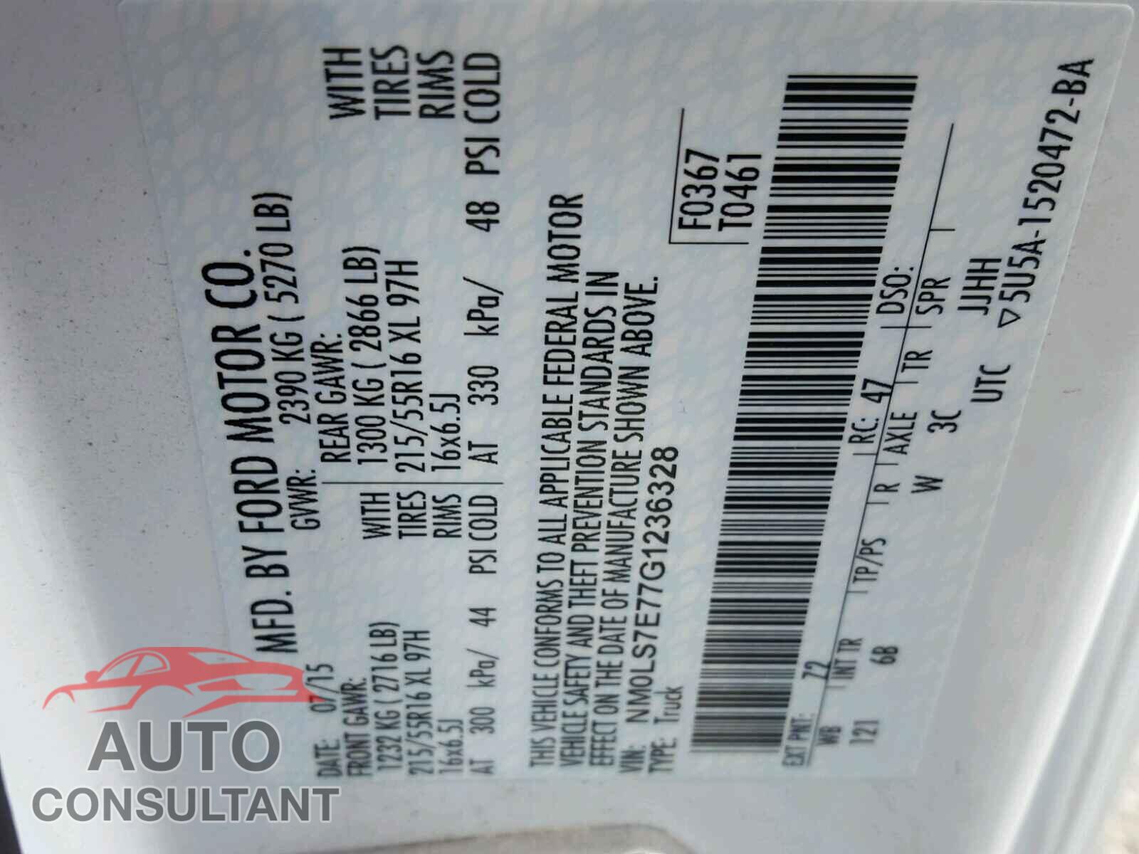 FORD TRANSIT CO 2016 - NM0LS7E77G1236328