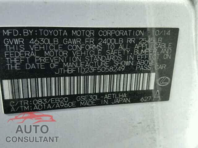 LEXUS IS250 2015 - JTHBF1D23F5058249