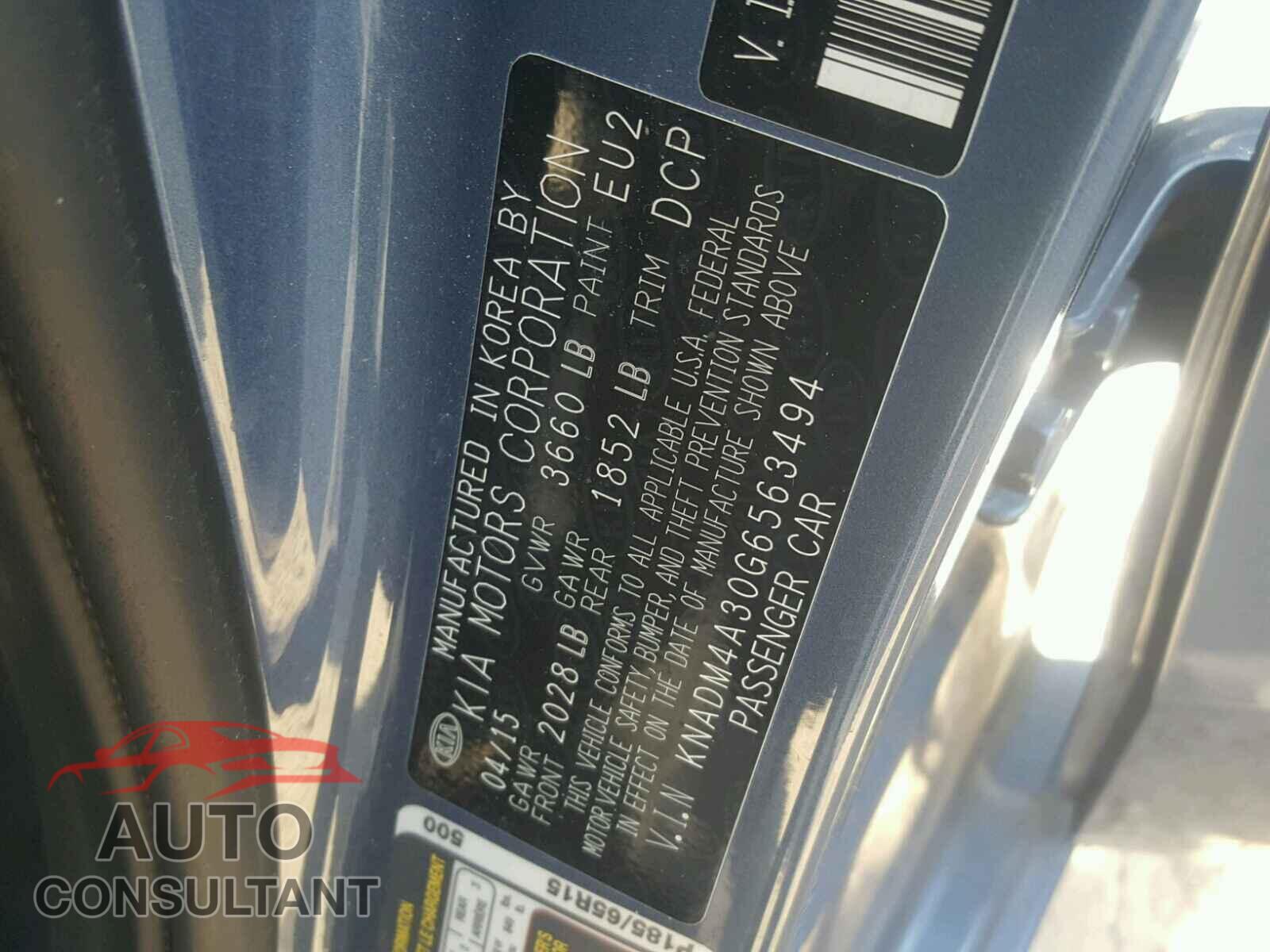 KIA RIO 2016 - KNADM4A30G6563494