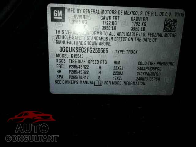 CHEVROLET SILVERADO 2015 - 3GCUKSEC2FG255666