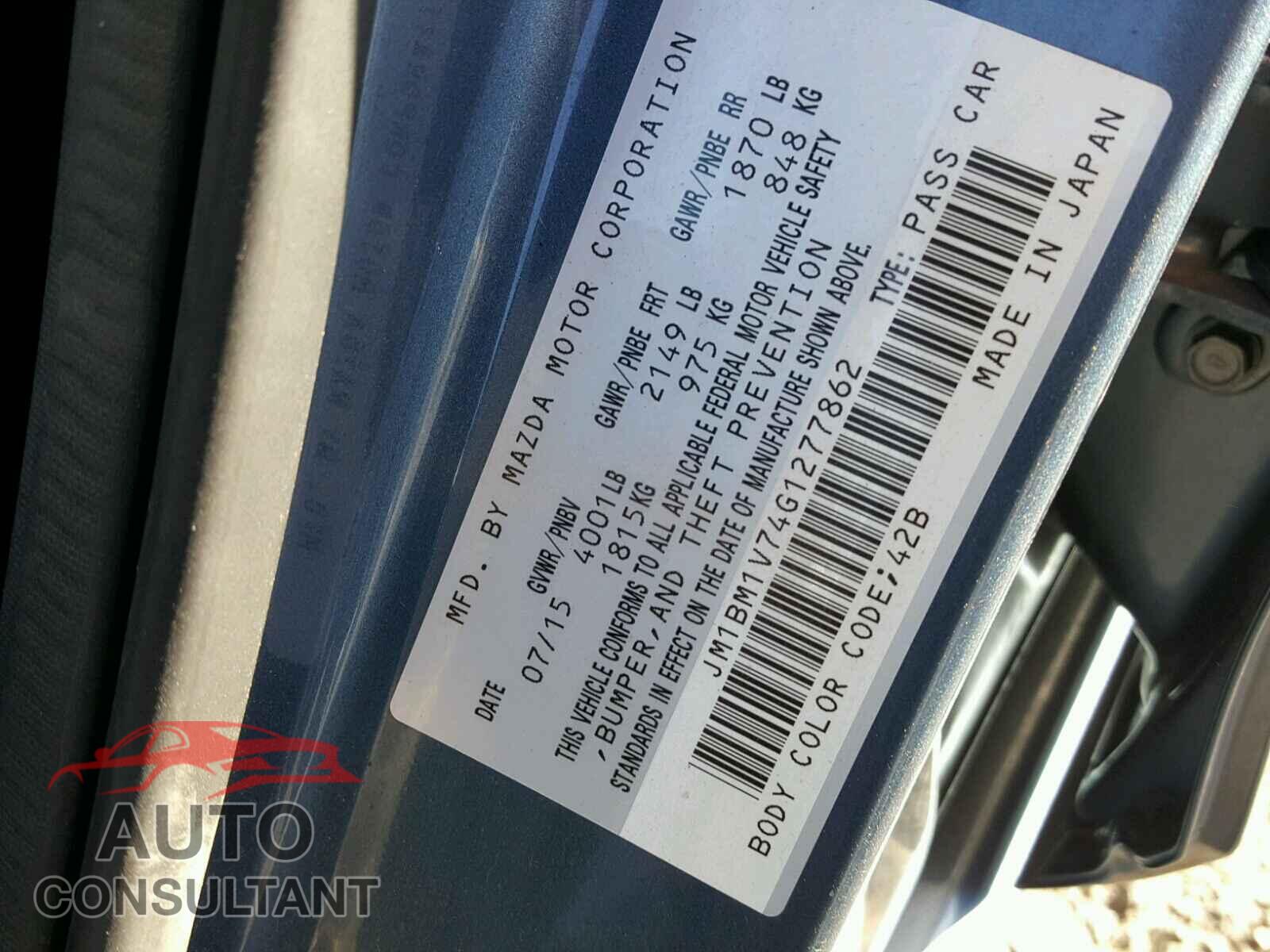 MAZDA 3 2016 - JM1BM1V74G1277862