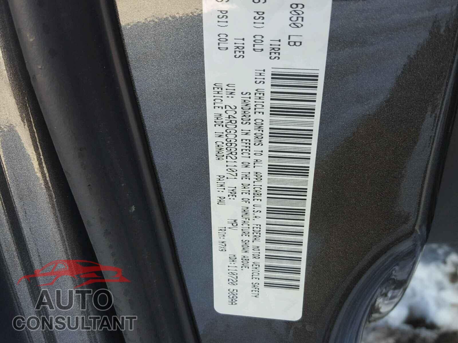 DODGE CARAVAN 2016 - 2C4RDGCG6GR211071