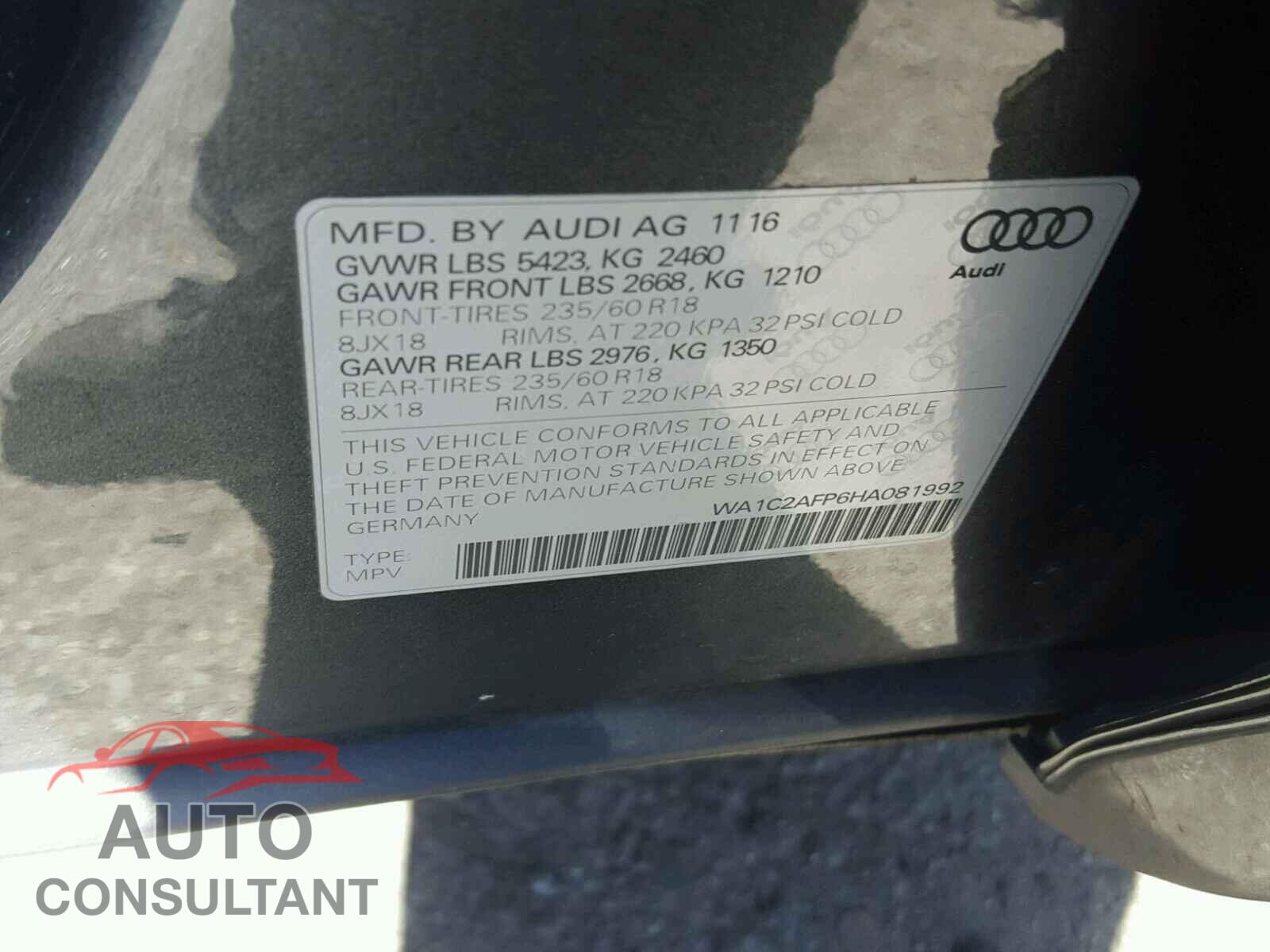 AUDI Q5 2017 - WA1C2AFP6HA081992