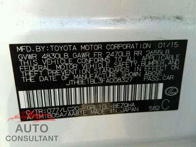LEXUS GS350 2015 - JTHBE1BL3FA008327
