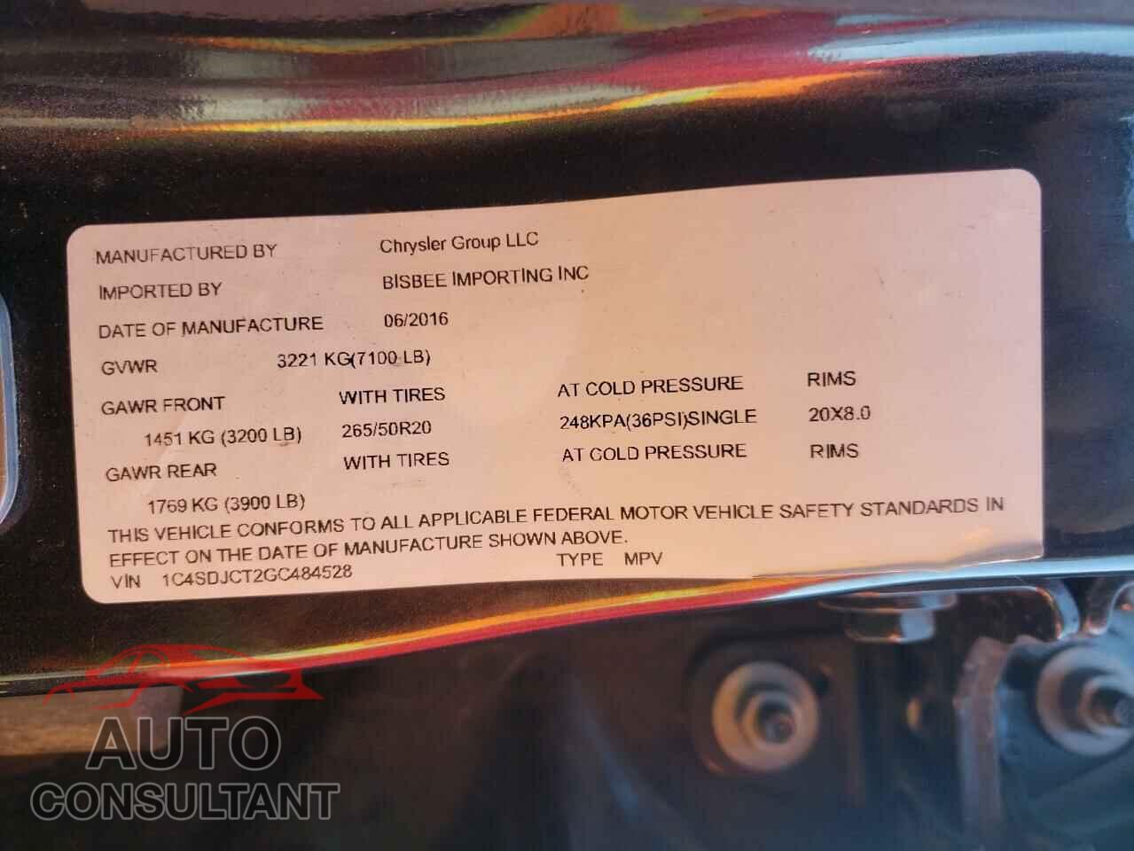 DODGE DURANGO 2016 - ML32F3FJ3HHF08880