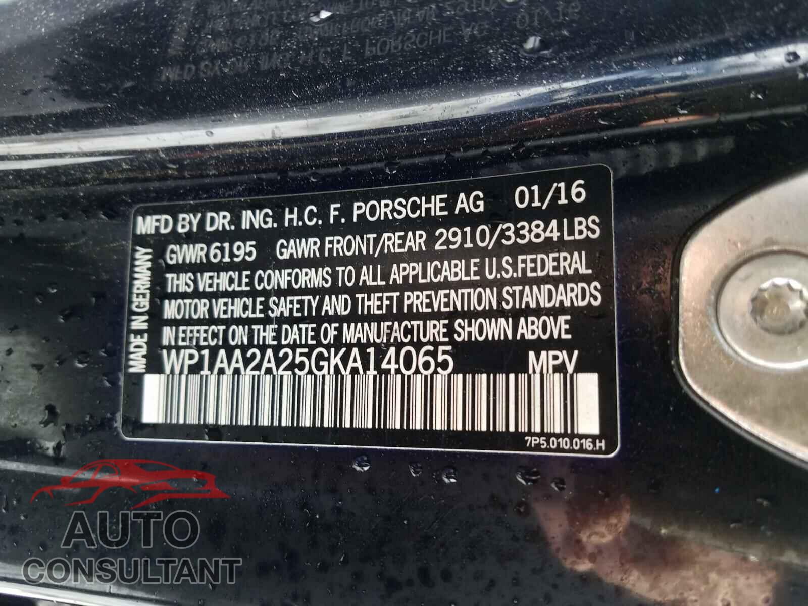 PORSCHE CAYENNE 2016 - WP1AA2A25GKA14065
