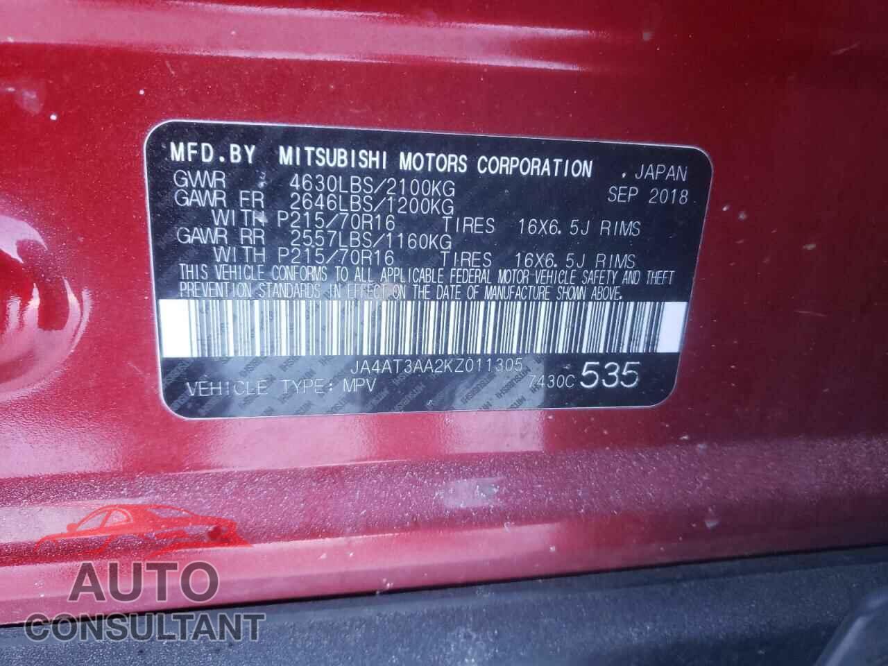 MITSUBISHI ECLIPSE 2019 - JA4AT3AA2KZ011305