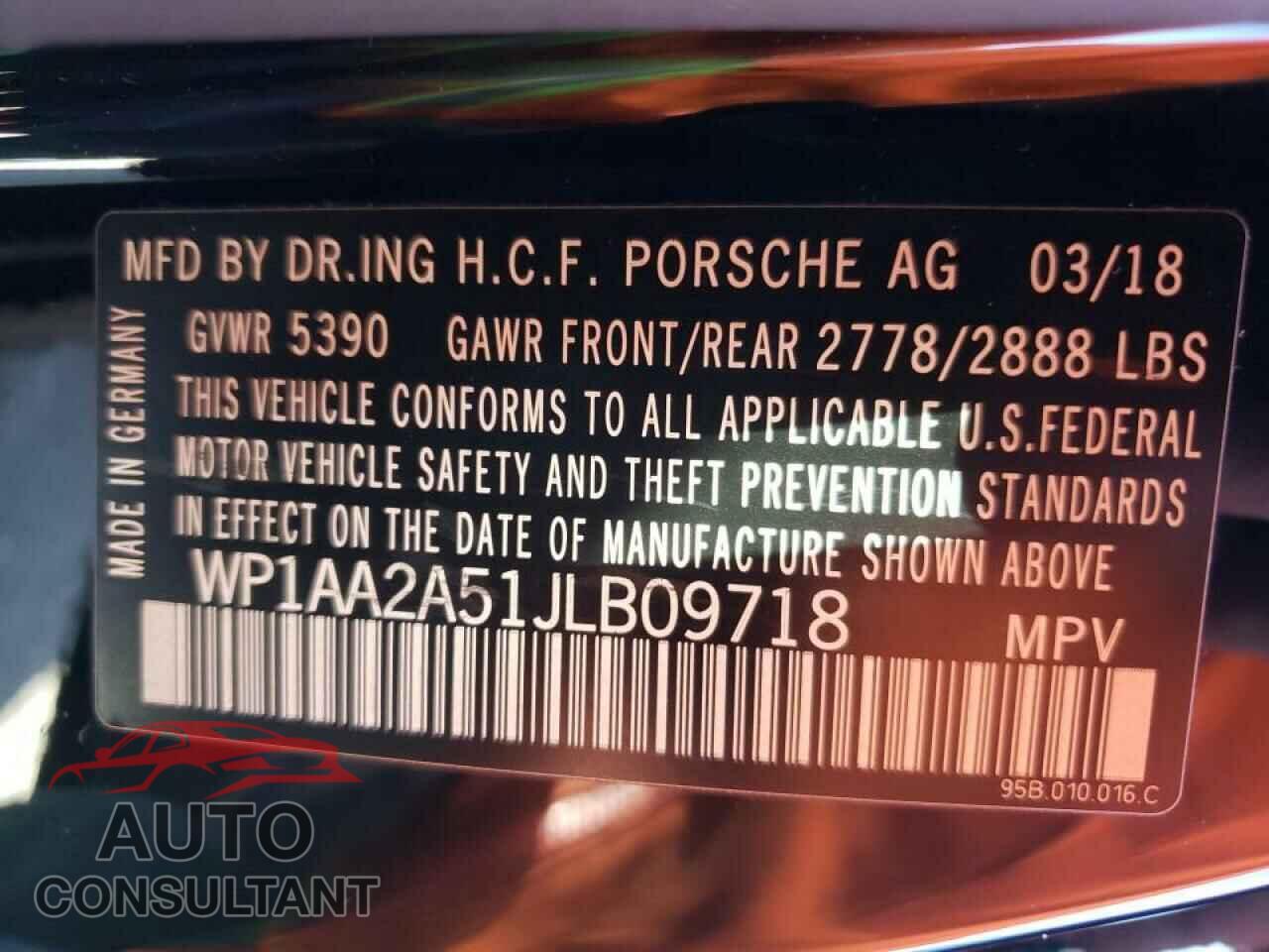 PORSCHE MACAN 2018 - WP1AA2A51JLB09718