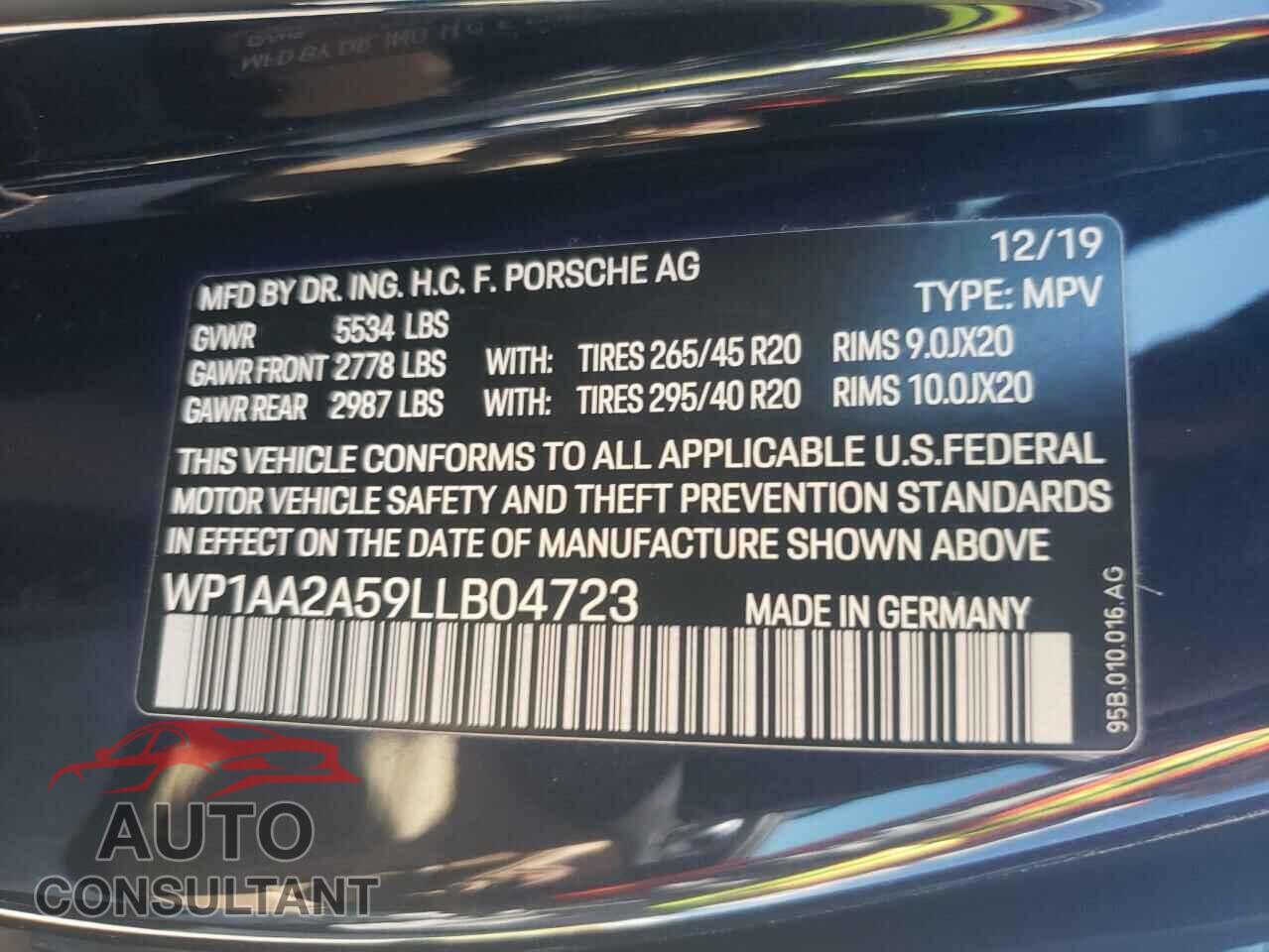 PORSCHE MACAN 2020 - WP1AA2A59LLB04723