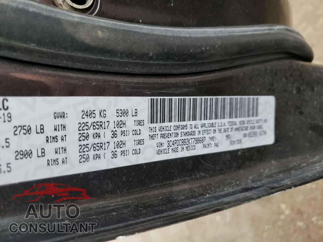DODGE JOURNEY 2019 - 3C4PDCBB2KT798607
