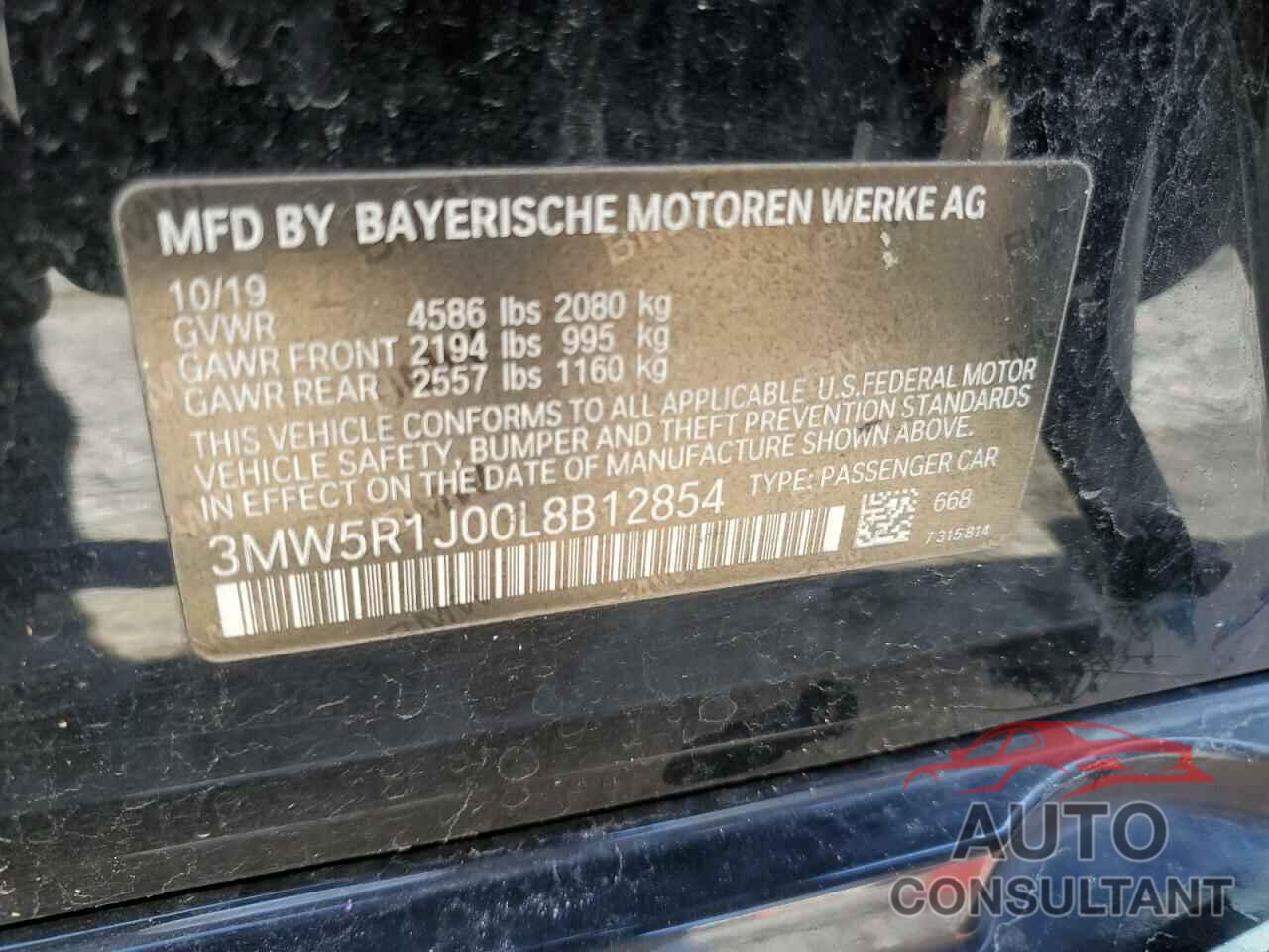 BMW 3 SERIES 2020 - 3MW5R1J00L8B12854