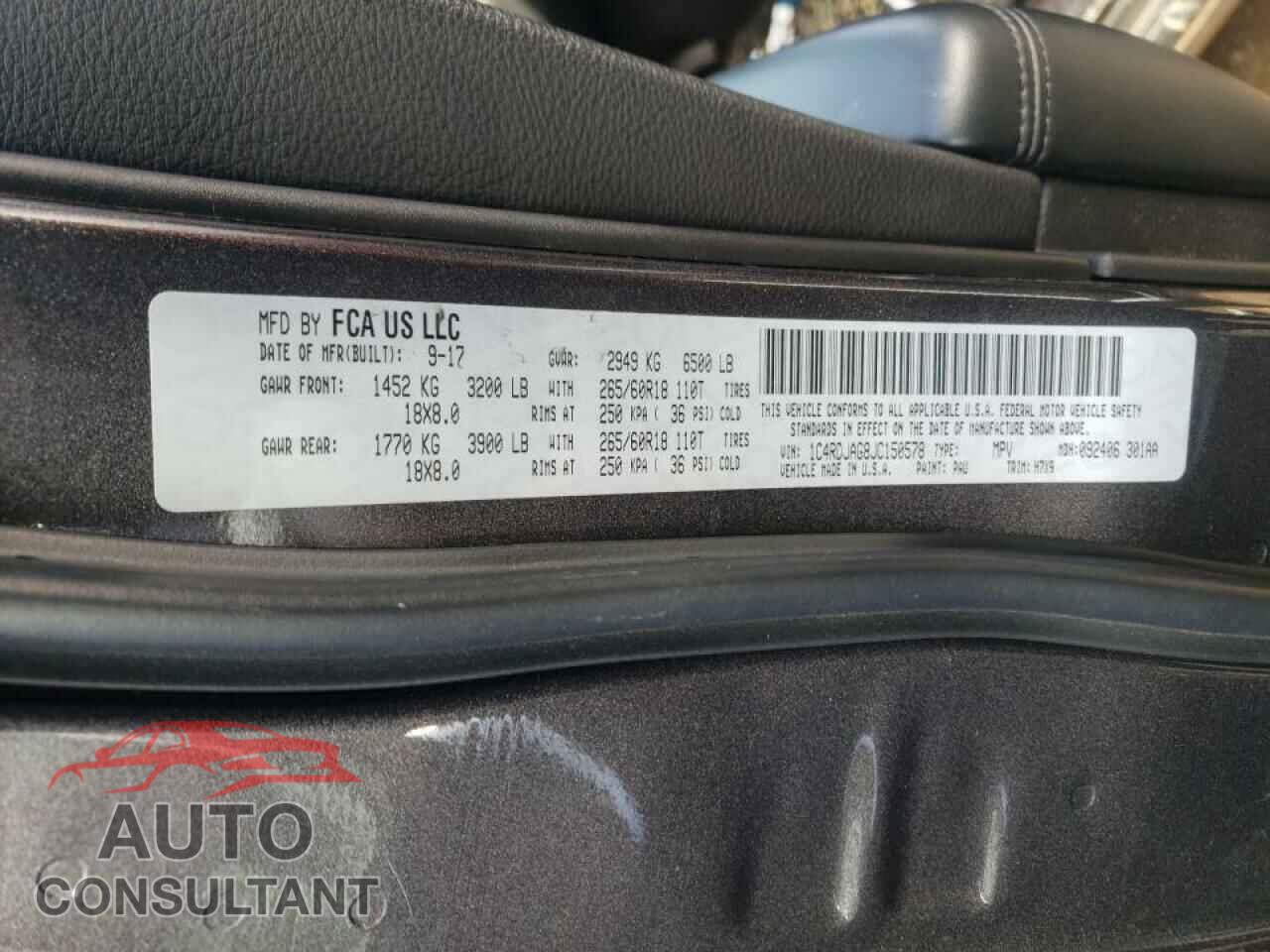 DODGE DURANGO 2018 - 1C4RDJAG8JC150578