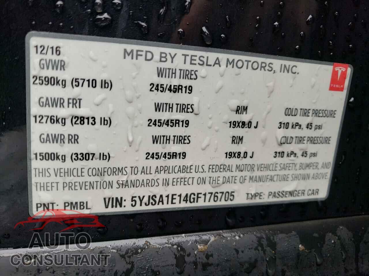 TESLA MODEL S 2016 - 5YJSA1E14GF176705