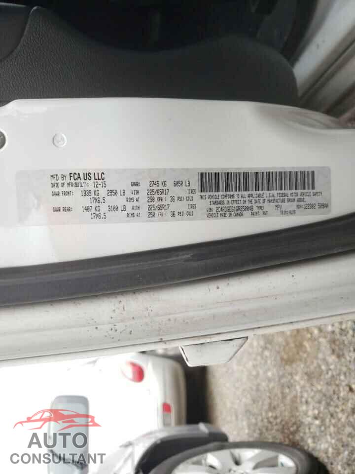 DODGE CARAVAN 2016 - 2C4RDGEG1GR250048