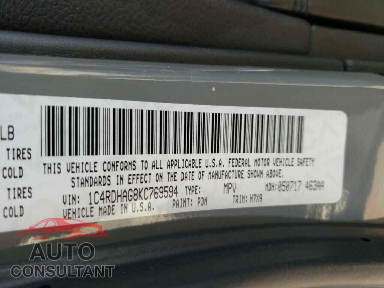 DODGE DURANGO 2019 - 1C4RDHAG8KC769594