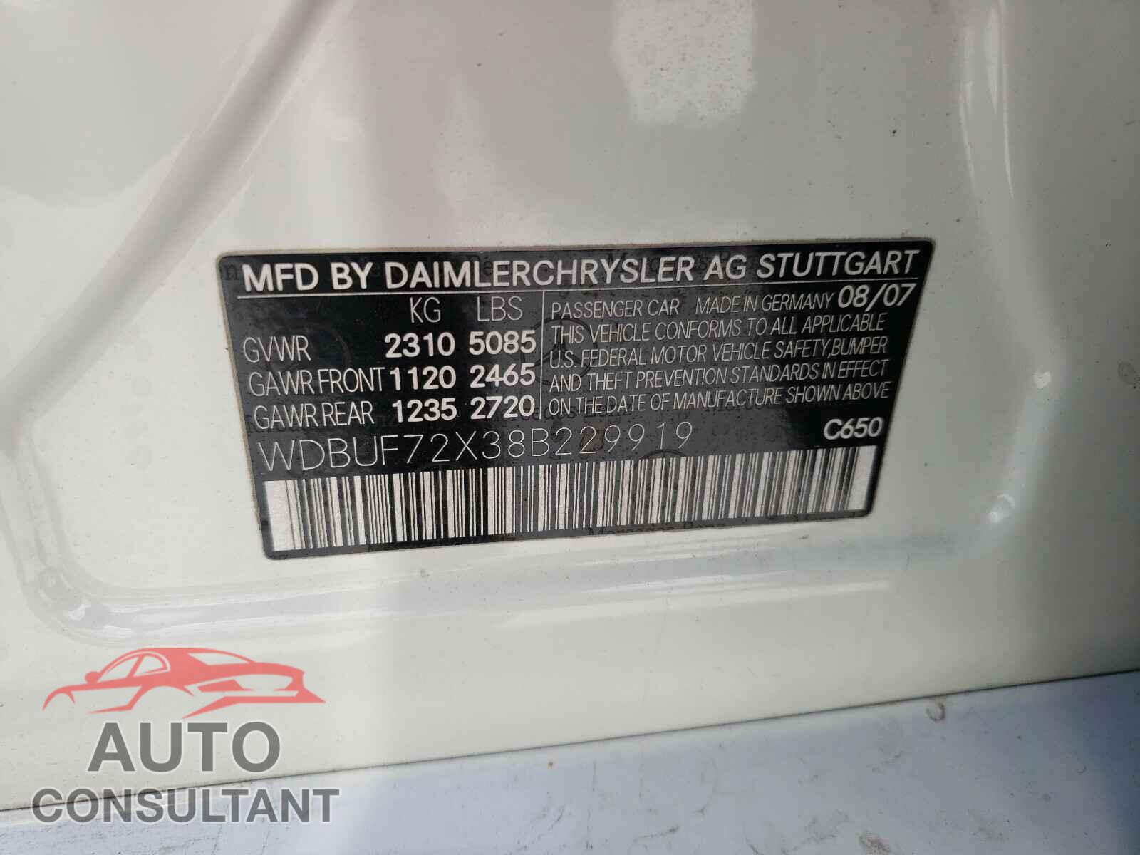 MERCEDES-BENZ E CLASS 2008 - WDBUF72X38B229919