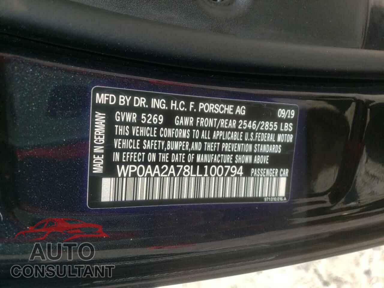 PORSCHE PANAMERA 2020 - WP0AA2A78LL100794