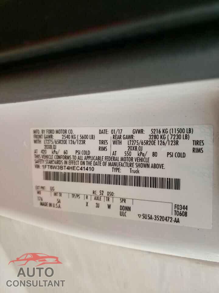 FORD F350 2017 - 1FT8W3BT4HEC41410
