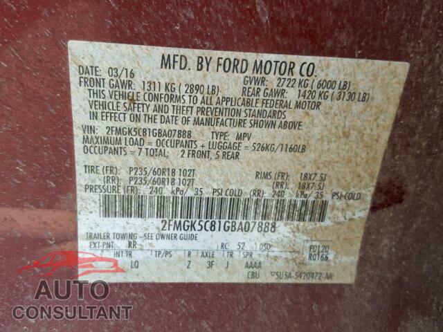 FORD FLEX 2016 - 2FMGK5C81GBA07888