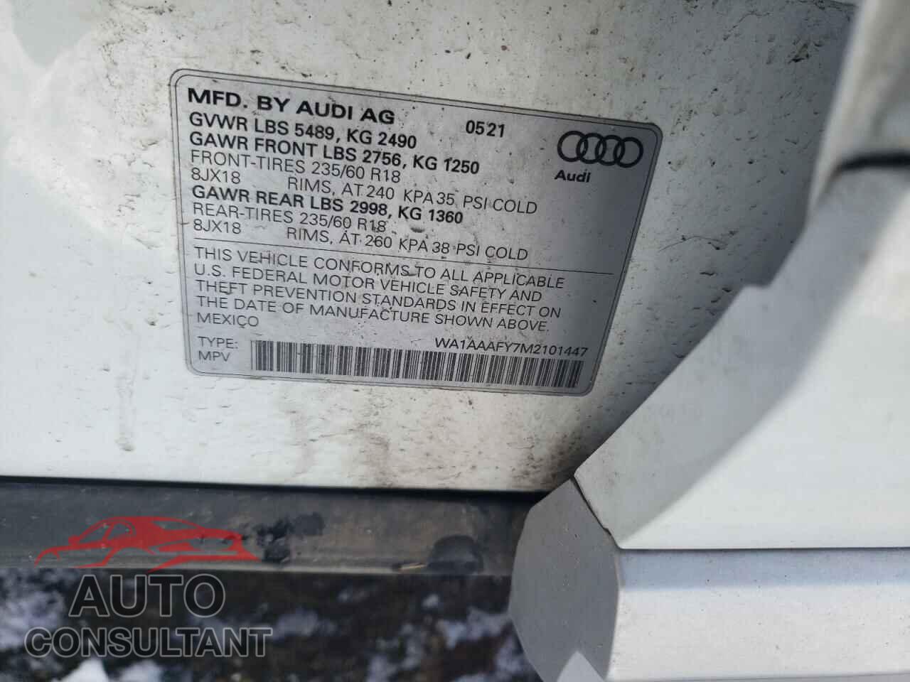 AUDI Q5 2021 - WA1AAAFY7M2101447