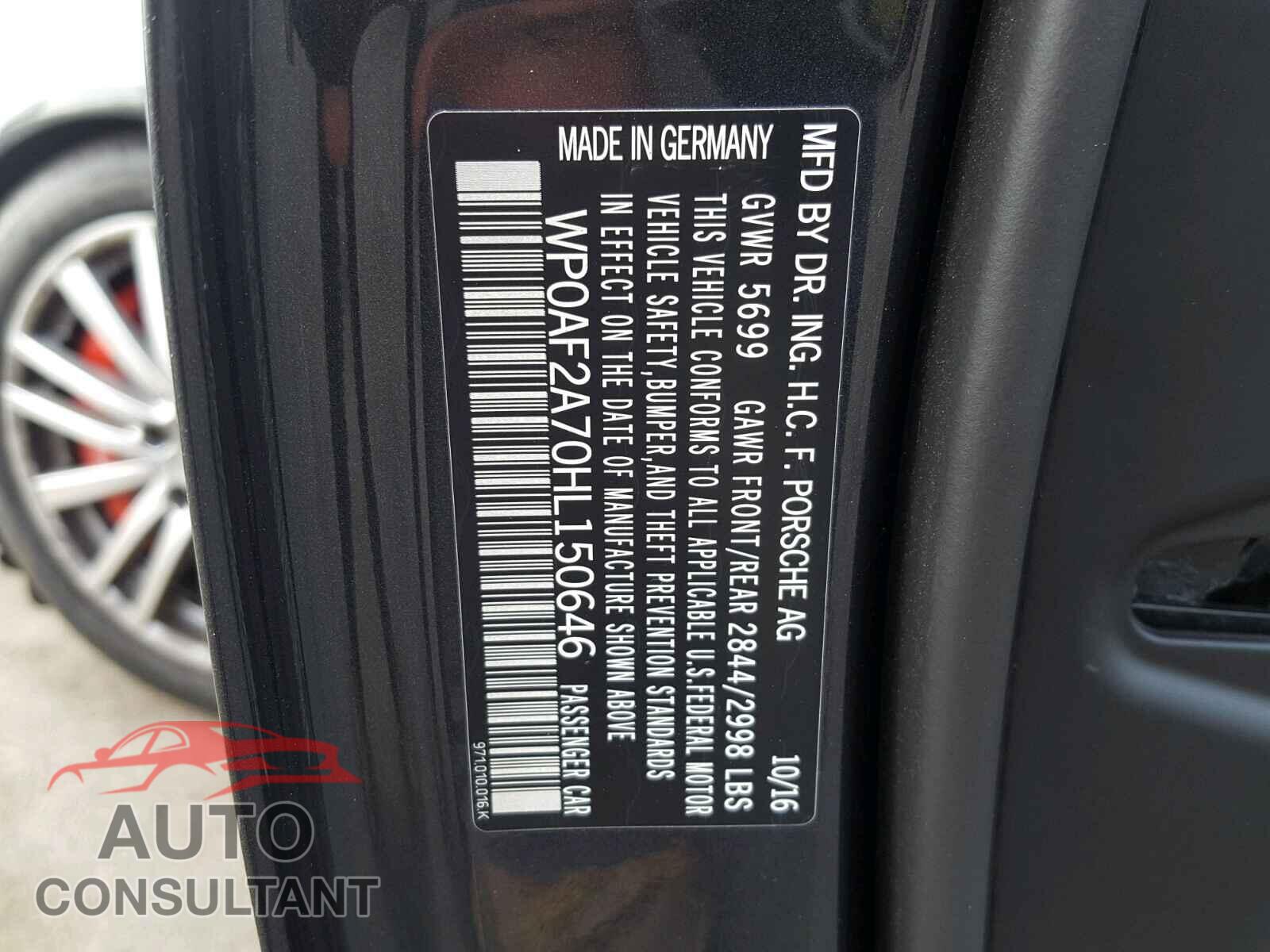 PORSCHE PANAMERA 2017 - WP0AF2A70HL150646