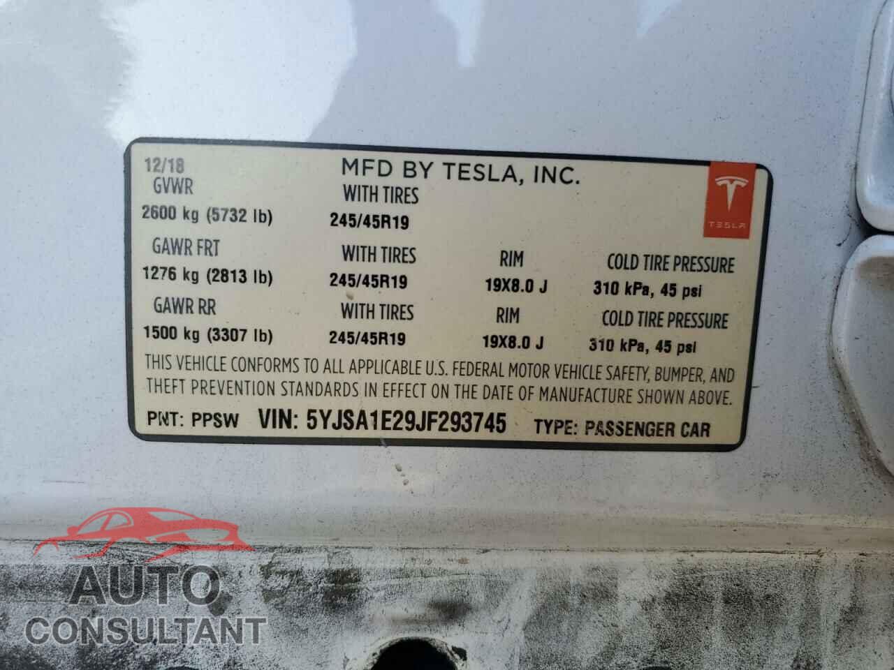 TESLA MODEL S 2018 - 5YJSA1E29JF193745