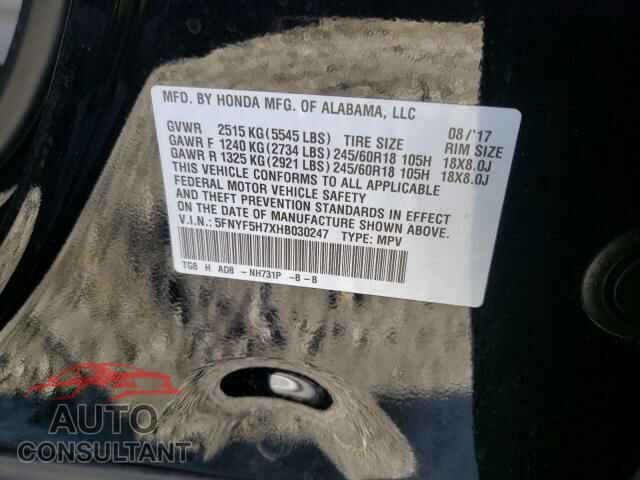 HONDA PILOT 2017 - 4S4BTGND5M3126519