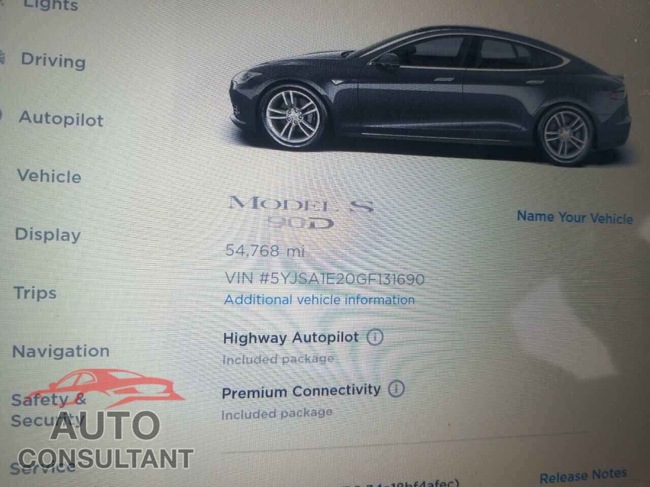 TESLA MODEL S 2016 - 5YJSA1E20GF131690
